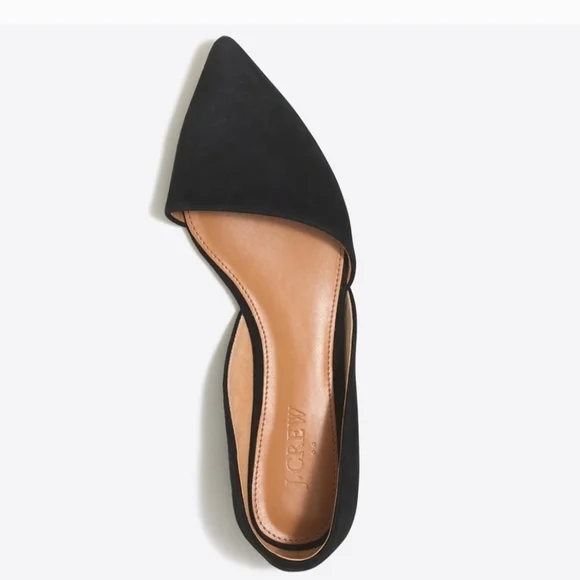J. Crew D'orsay Suede Black Pointed Toe Flats Size 8 - Picture 2 of 6